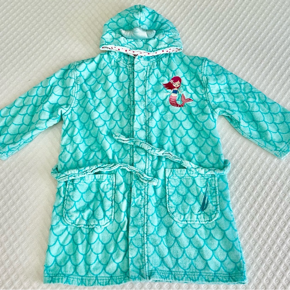 Nautica Mermaid Hooded Kids Robe - Aqua